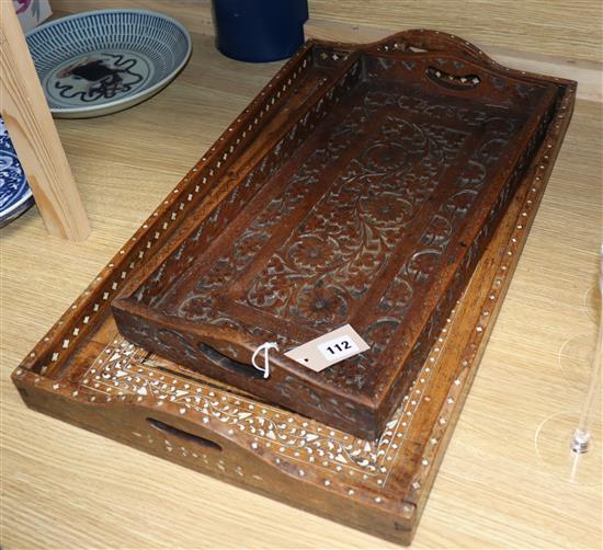 Two Indian inlaid trays